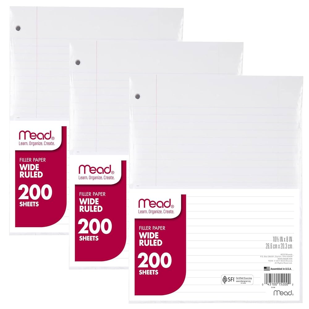 とも Amazon.com : Mead Loose Leaf Paper, 3 Pack, Notebook Paper